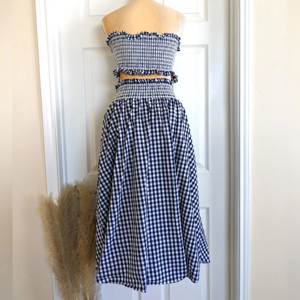 Zara Blue and White A-Line Midi Skirt Set - Picture 5 of 8